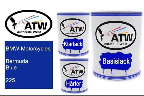 BMW-Motorcycles, Bermuda Blue, 225: 1L Lackdose + 1L Klarlack + 500ml Härter - Set, von ATW Autoteile West.